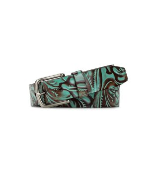 Pelosa Belt - Tooled — Turquoise