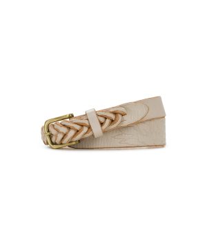 Evania Woven Belt - Spring Multi Tooled — Chalk White