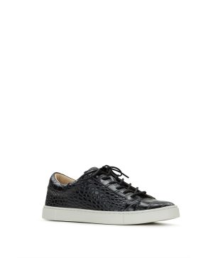 Uma Sneaker - Vintage Distressed Croc Leather ‑ Black