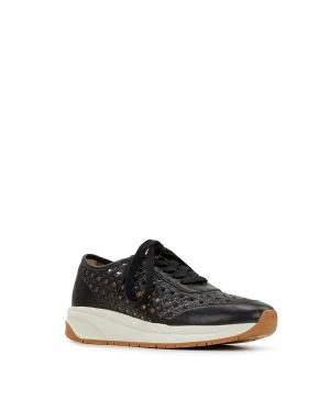 Milla Perforated Sneaker - Perforated Leather — Black