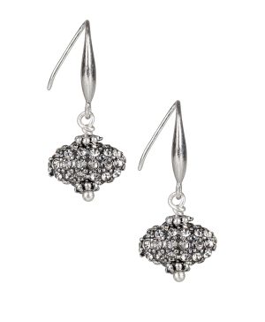 Pave Bead Drop Earrings - Pave Crystals