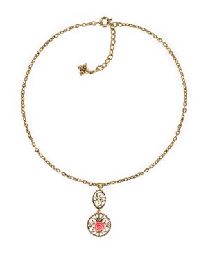 Carved Rose Pendant Necklace - Filigree & Flowers