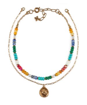 Double Strand Necklace with Bee Pendant - World Bead