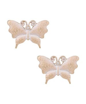 Butterfly Stud Earrings - White Hot