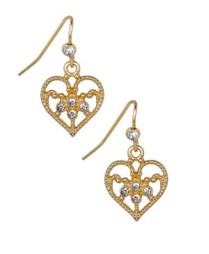 Mini Heart Drop Earrings - Filigree