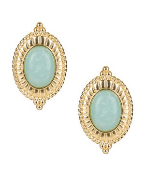 Oval Button Cabochon Earrings - Museum