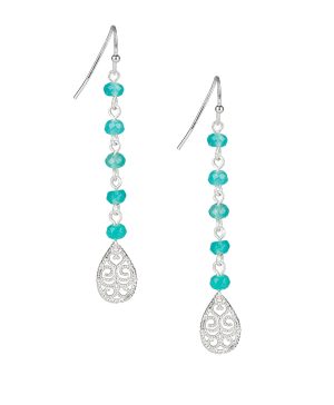 Tear Drops on Beaded Chain Earrings - Filigree and Flutter