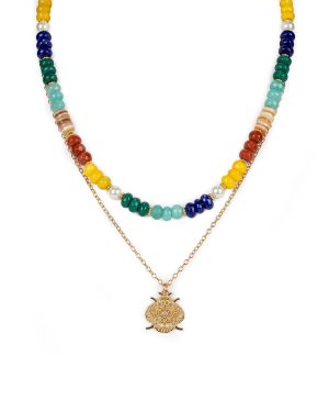 Bead Pendant Necklace - Filigree and Flutter