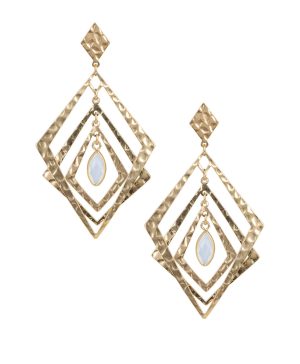 Multi Dangle Earrings - Hammered Marquise