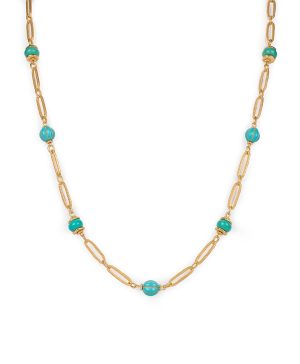 Long Beaded Station Necklace - Blue Ocean