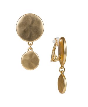 Double Drop Earrings - Coin Bead