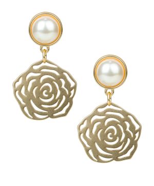 Mabe Pearl Laser Cut Earrings - Rosey