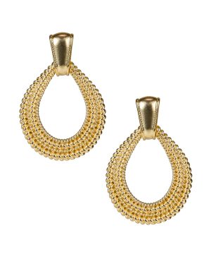 Tear Drop Doorknocker Post Earrings - Rope Ring