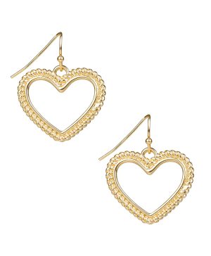 Heart Drop Earrings - Rope Ring