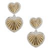 Double Heart Drop Post Earrings - Lovely Sparkle