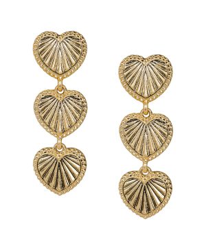 Triple Heart Post Earrings - Lovely Sparkle