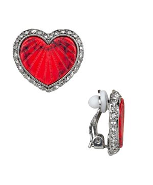 Heart Button Clip Earrings - Lovely Stone