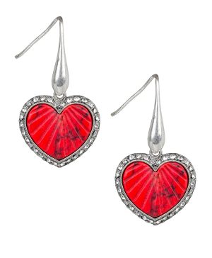 Heart Drop Earrings - Lovely Stone