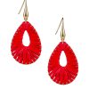 Tear Drop Earrings - Raffia Flower