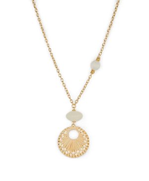 Wrapped Ring Pendant Necklace - Raffia Wrapped