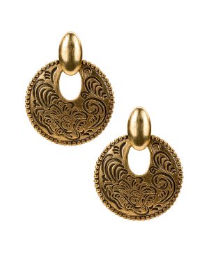 Doorknocker Earrings - Etched Tooled