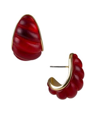 Post Scalloped J Hoop Earrings - Resin