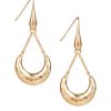 Crescent on Chain Earrings - Hammered