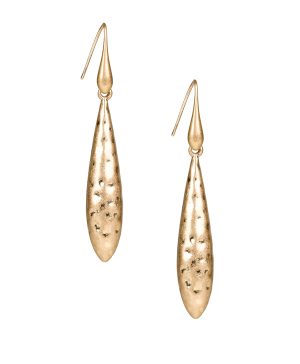 Long Tear Drop Earrings - Hammered