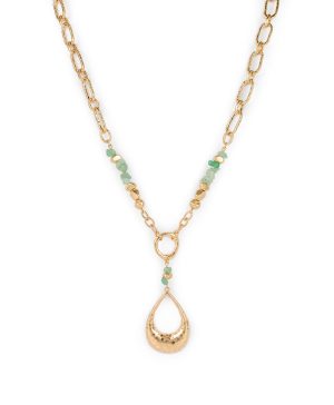 Large Tear Drop Pendant Necklace - Hammered