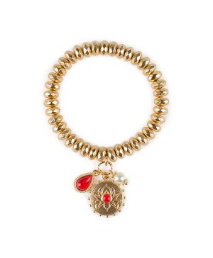 Etched Lotus Stretch Bracelet - Lotus Flower