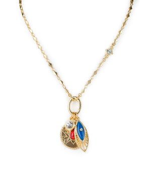 Lotus Flower Necklace with Removable Charms - Good Luck Charm