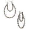 Double Hoop Earrings - Woven Metal