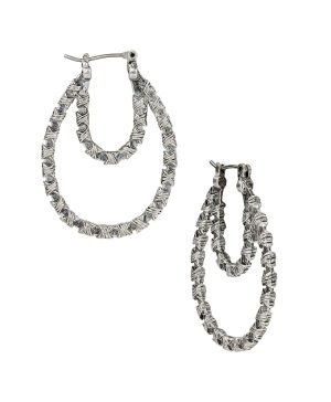 Double Hoop Earrings - Woven Metal