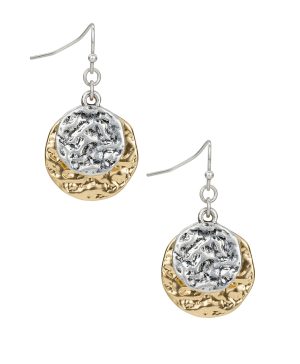 Double Drop Earrings - Hammered Link