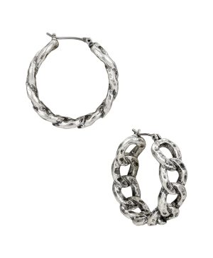 Hoop Earrings - Hammered Link