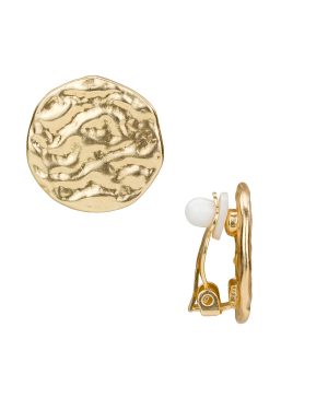 Button Clip-on Earrings - Hammered Link