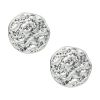 Button Post Earrings - Hammered Link