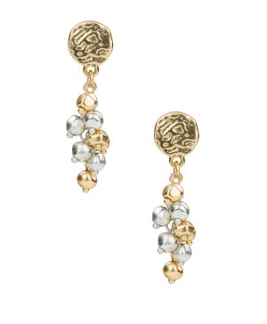 Multi Dangle Post Drop Earrings - Hammered Link