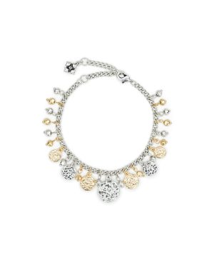 Multi Charm Bracelet - Hammered Link