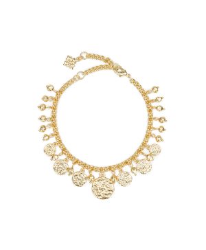 Multi-Charm Bracelet - Hammered Link