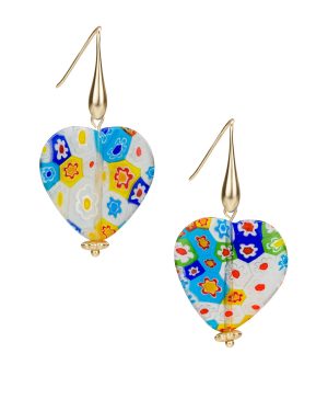 Multi Bead Heart Drop Earrings - World Bead