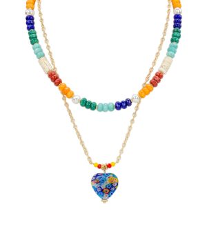 Heart Pendant Modular Necklace - World Bead