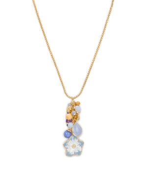Multi Charm Necklace with Enamel Flower - Aegean Blooms