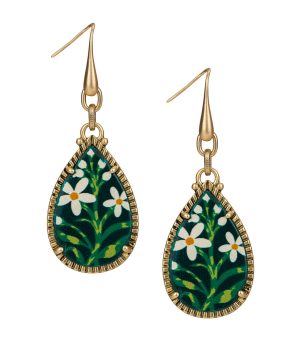 Teardrop Earrings - Leather Inset Collection