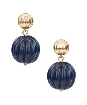 Large Bead Drop Earrings - Scalloped Bead