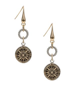 Rope Ring Compass Earrings - World Traveler