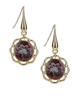Wire Drop Earrings - European Floral Tapestry