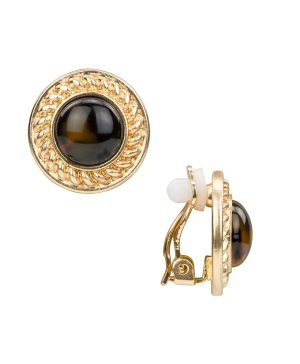 Button Clip Earrings - Resin Tortoise