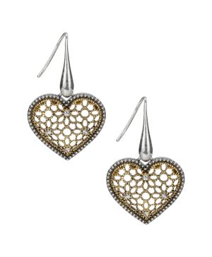 Heart Drop Earrings - Filigree