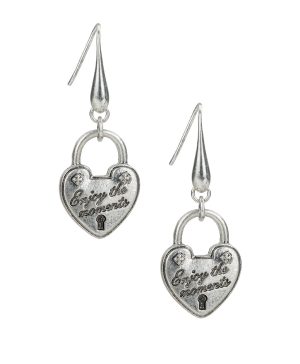 Heart Lock Drop Earrings - Lock and Key Collection